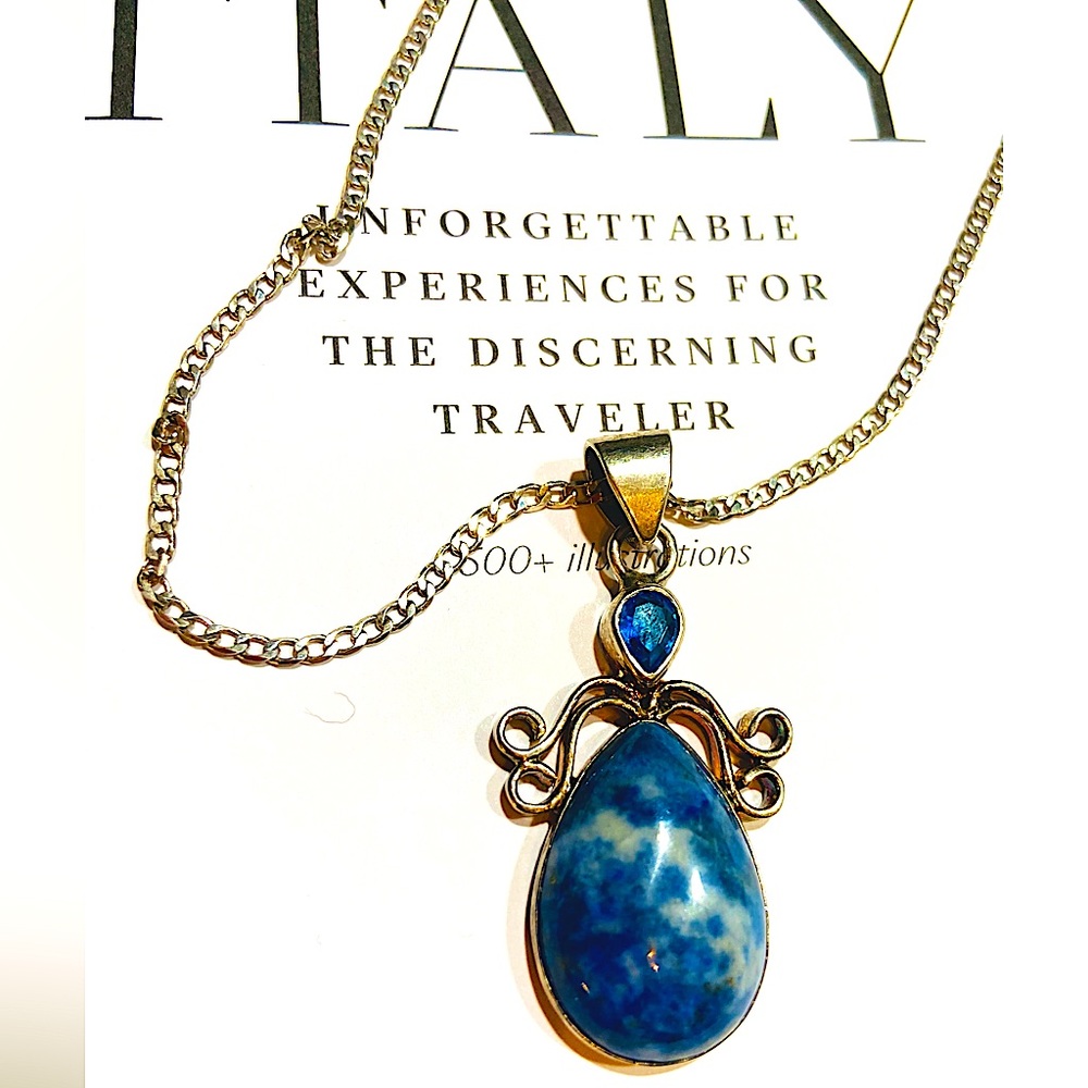 925 silver blue apatite pendant and 15 inches 925 silver chain.